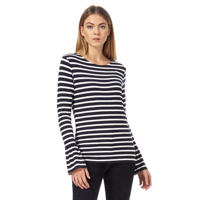 Navy striped flared sleeve top